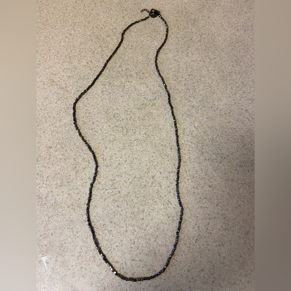 Metallic gray long necklace